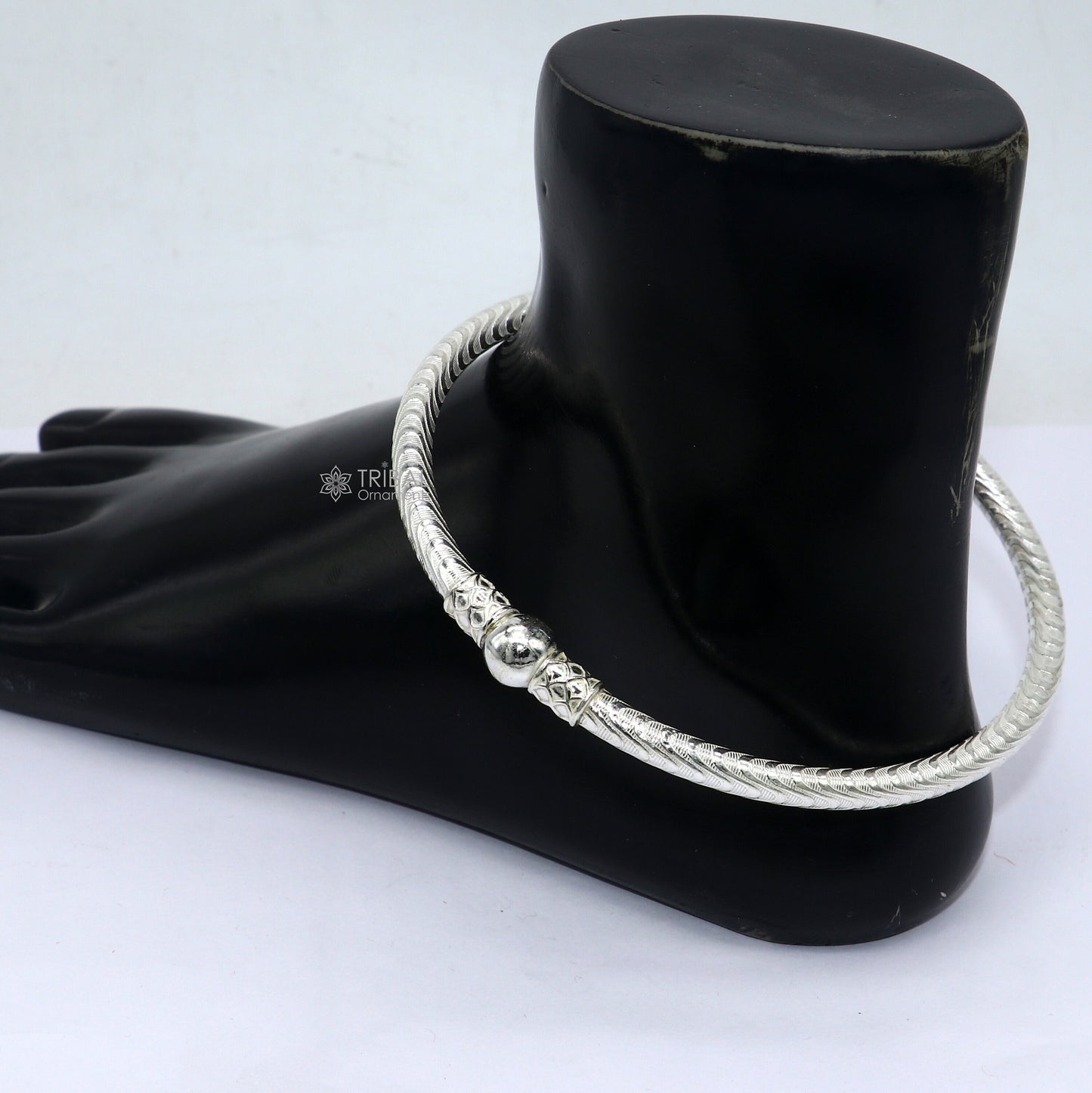 925 Sterling silver Handmade plain design indian traditional women's customized foot kada ankle kada bracelet tribal jewelry nsfk113 - TRIBAL ORNAMENTS