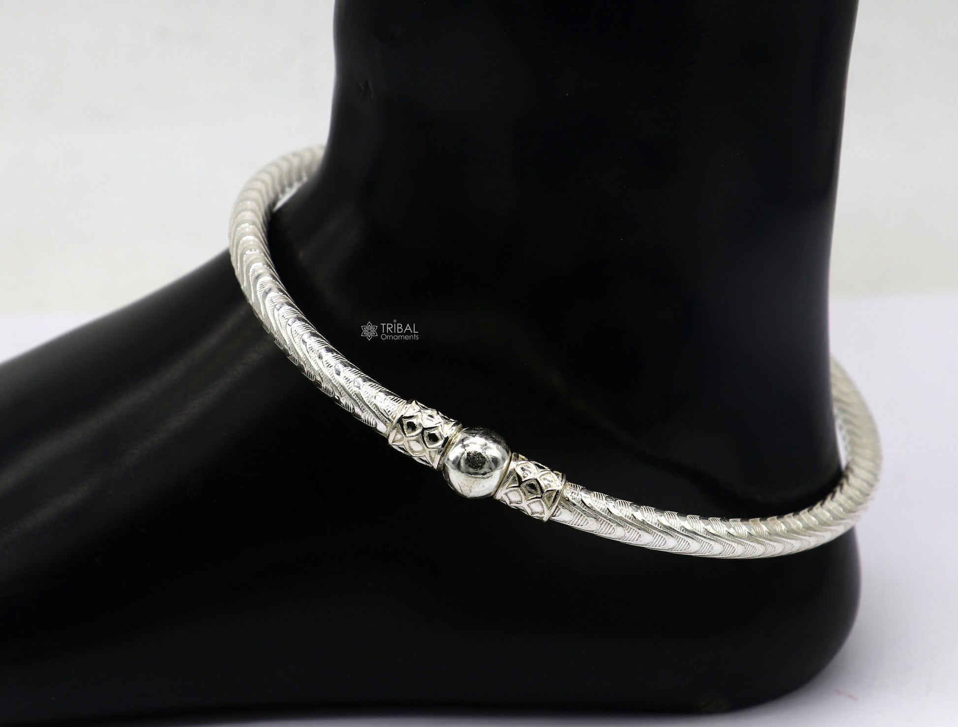 925 Sterling silver Handmade plain design indian traditional women's customized foot kada ankle kada bracelet tribal jewelry nsfk113 - TRIBAL ORNAMENTS