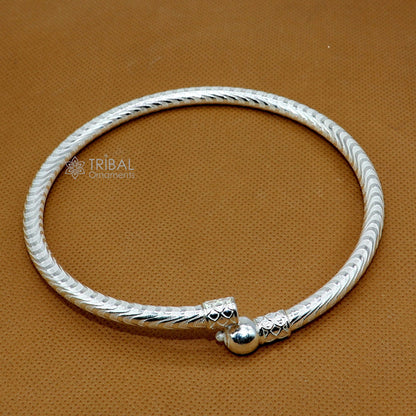 925 Sterling silver handmade traditional Indian women's foot kada ankle bracelet featuring plain design tribal jewelry.