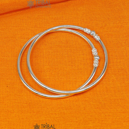 925 Sterling silver Handmade plain design indian traditional women's customized foot kada ankle kada bracelet tribal jewelry nsfk97 - TRIBAL ORNAMENTS