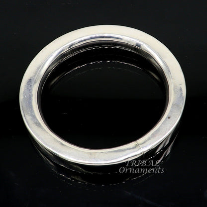 Sterling silver handmade bangle bracelet from Tribal Ornaments, plain shine finish, unisex jewelry, perfect for personalized gift.