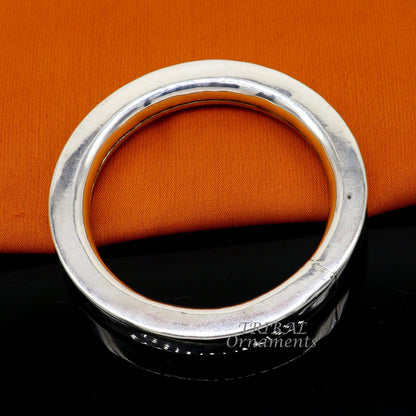 Sterling silver handmade bangle bracelet with a shine finish, unisex jewelry, perfect for personalized gifting by Tribal Ornaments.