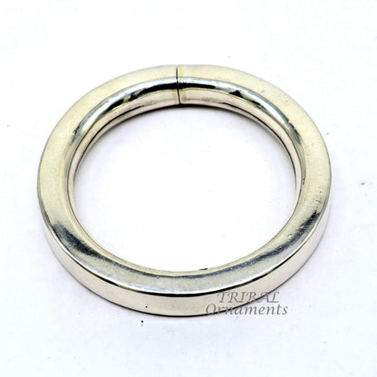 Sterling silver handmade bangle bracelet by Tribal Ornaments, plain shine finish, unisex jewelry, perfect for personalized gifting