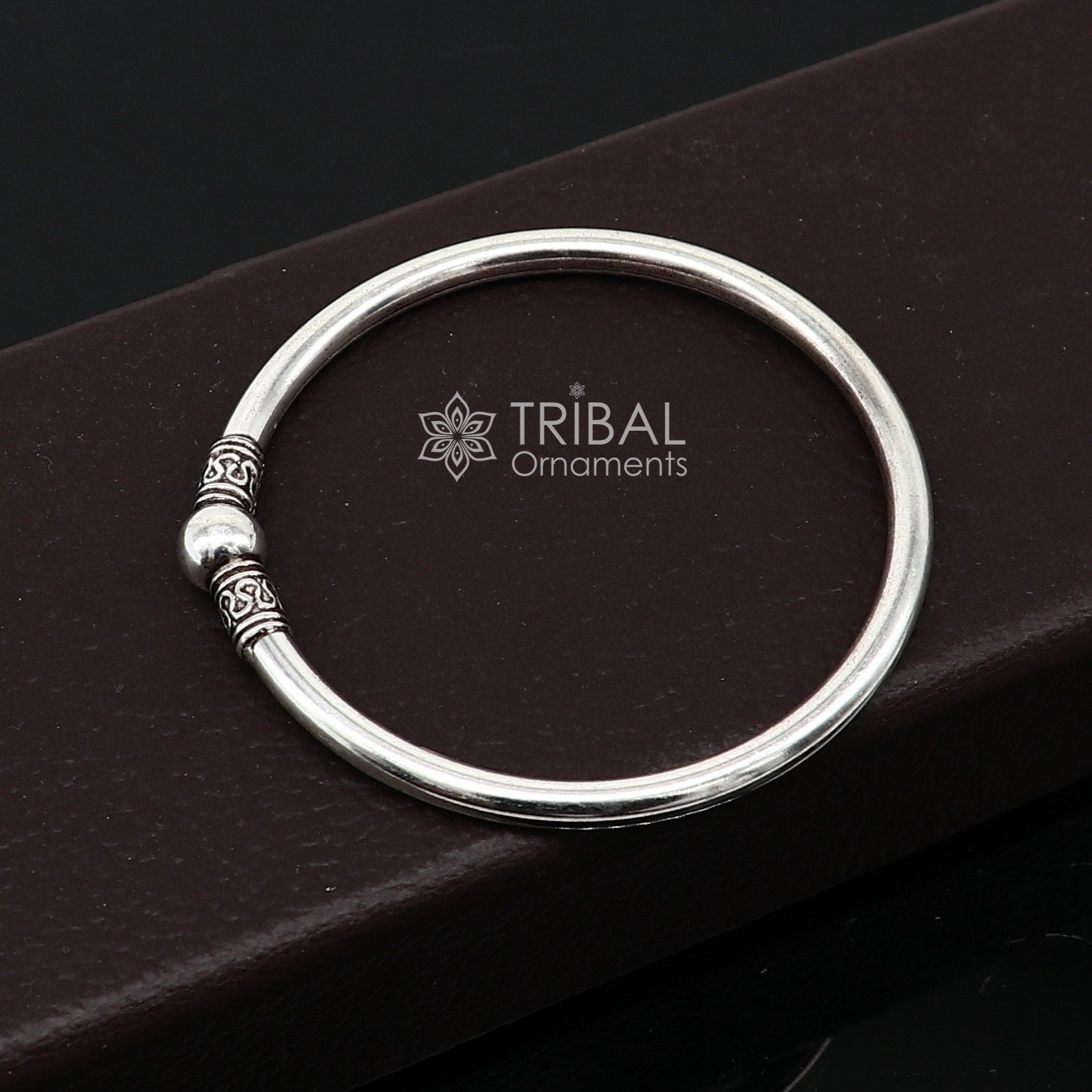 925 sterling silver handmade plain shiny design cultural trendy kada bracelet for both men's and girl's, best delicate wrist jewelry nsk660 - TRIBAL ORNAMENTS