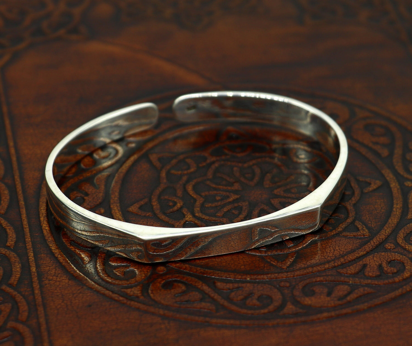 925 sterling silver handmade plain shiny design stunning bangle cuff bracelet Adjustable daily use tribal style jewelry unisex gift cuff71 - TRIBAL ORNAMENTS