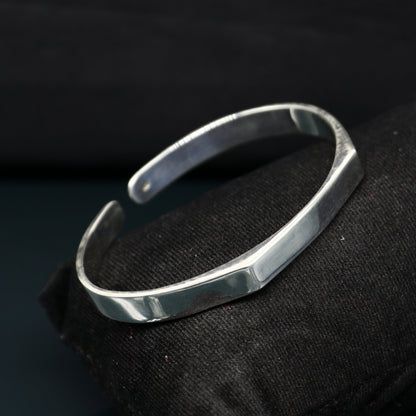 925 sterling silver handmade plain shiny design stunning bangle cuff bracelet Adjustable daily use tribal style jewelry unisex gift cuff71 - TRIBAL ORNAMENTS