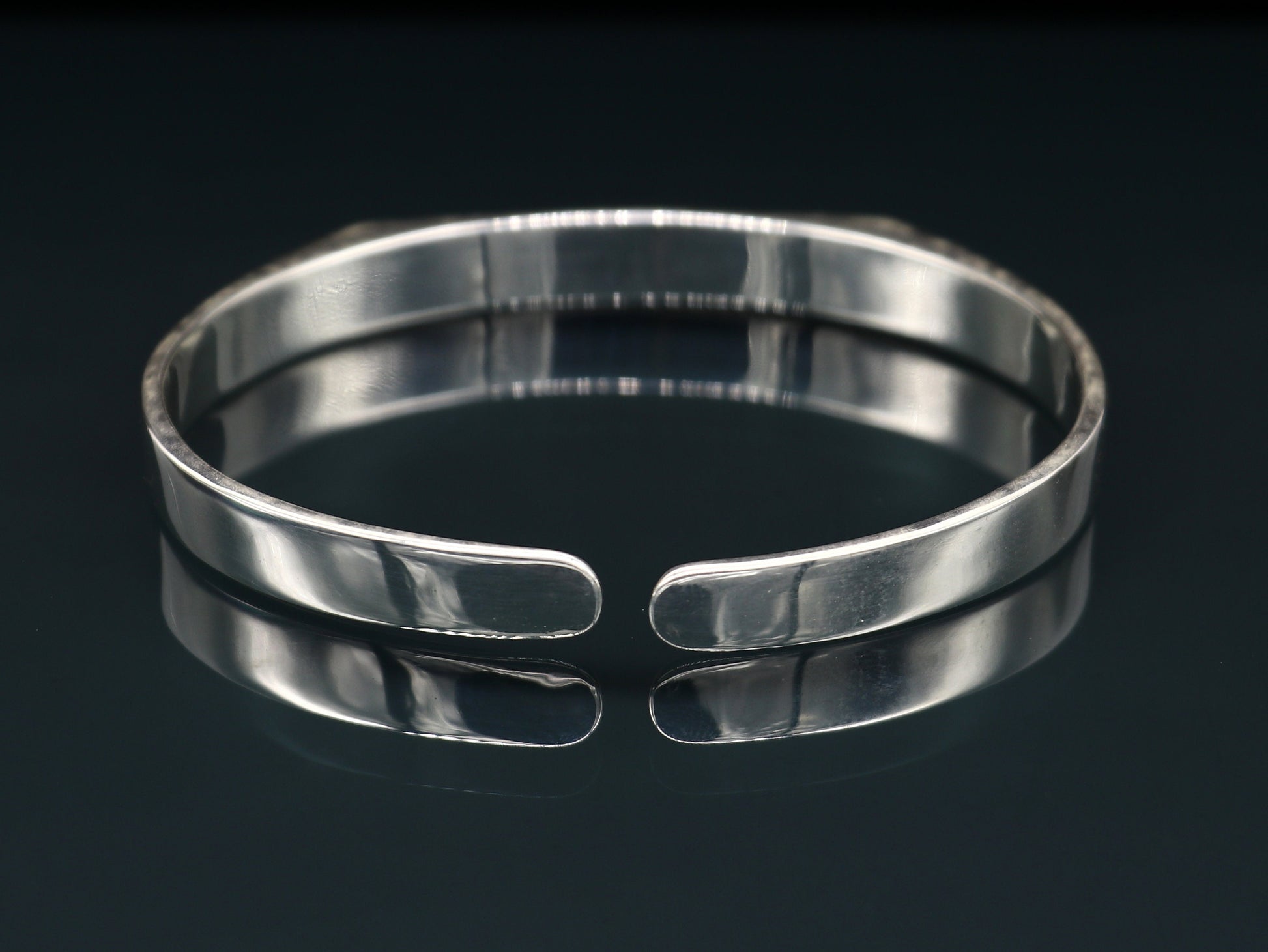 925 sterling silver handmade plain shiny design stunning bangle cuff bracelet Adjustable daily use tribal style jewelry unisex gift cuff71 - TRIBAL ORNAMENTS