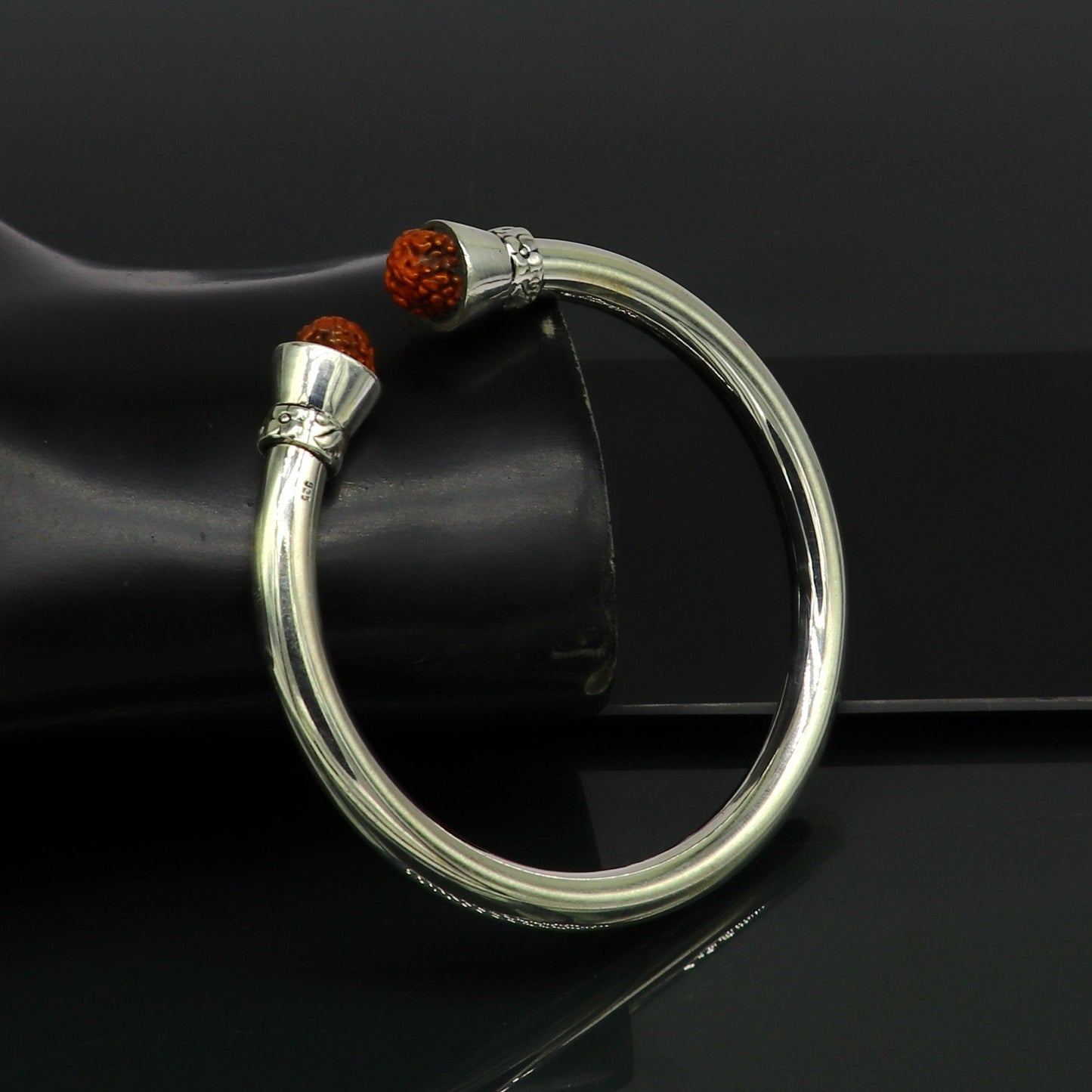 925 sterling silver handmade plain shiny fancy stylish bangle bracelet kada, elegant tribal rudraksha bangle unisex gifting jewelry nssk - TRIBAL ORNAMENTS