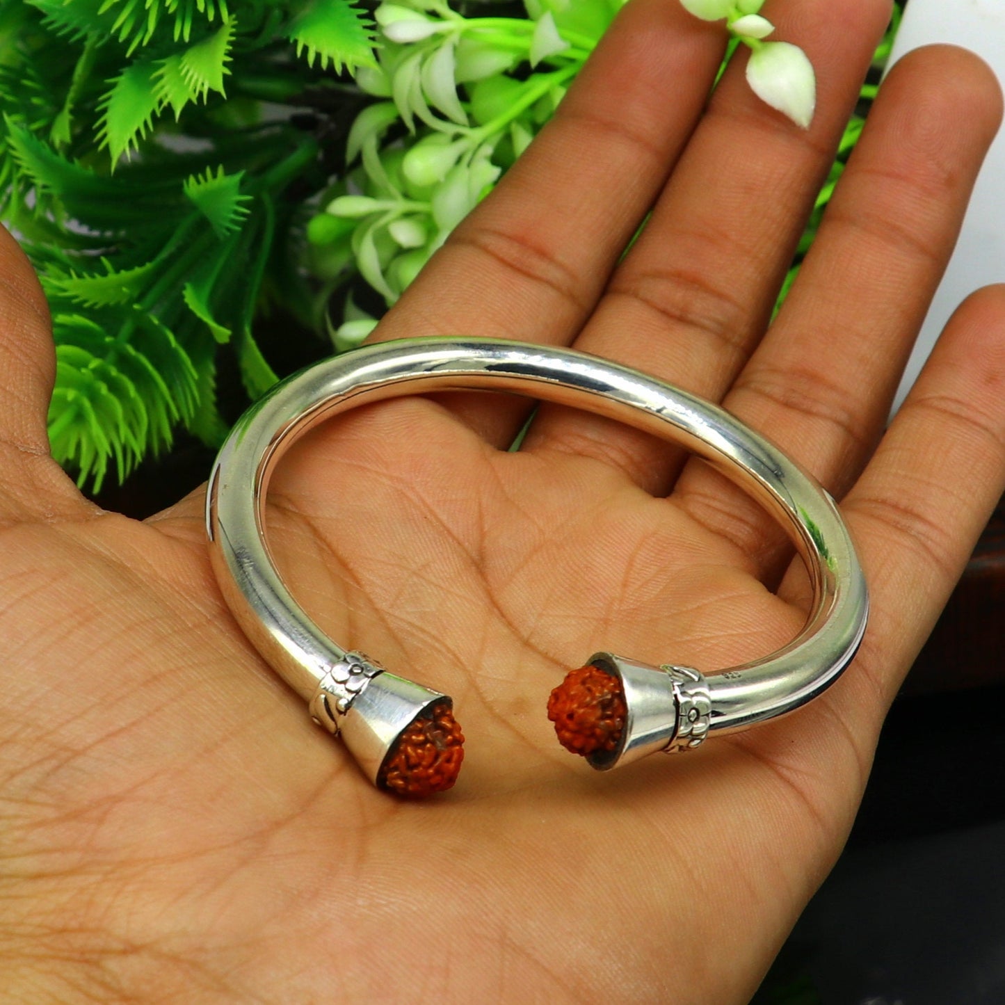 925 sterling silver handmade plain shiny fancy stylish bangle bracelet kada, elegant tribal rudraksha bangle unisex gifting jewelry nssk - TRIBAL ORNAMENTS