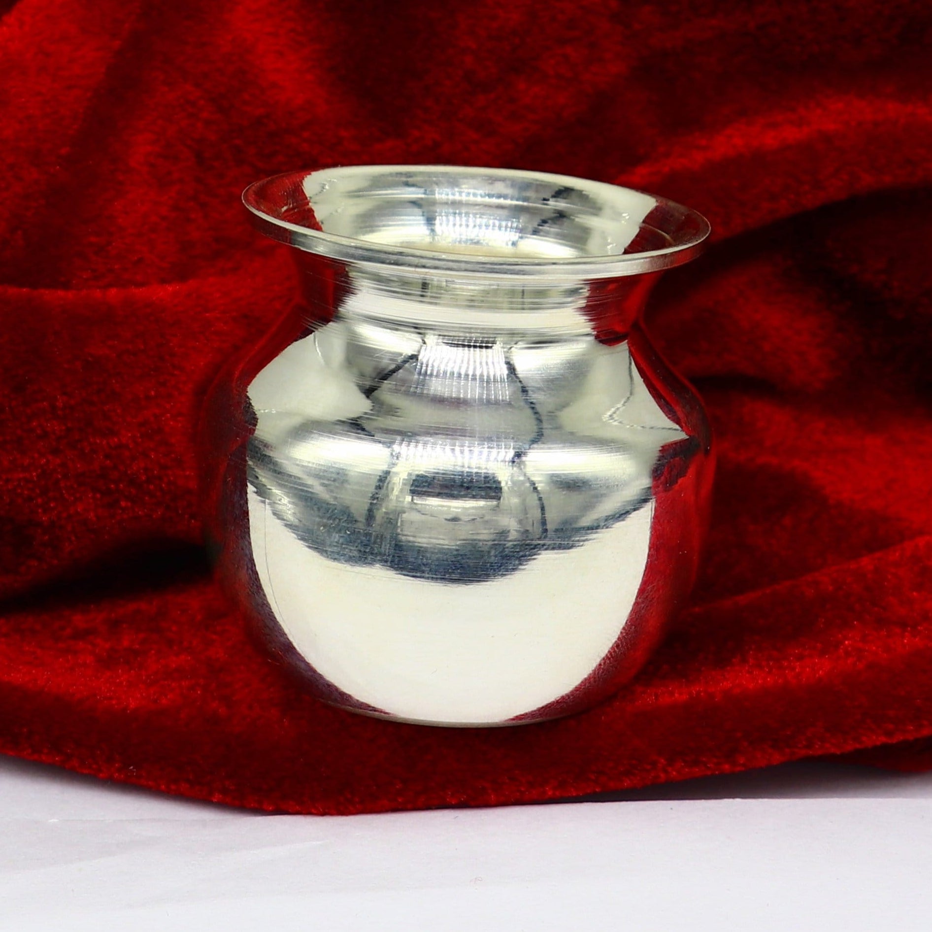925 sterling silver handmade plain small Kalash or pot, unique worshipping silver puja article, water or milk shiva kalash pot india sv203 - TRIBAL ORNAMENTS