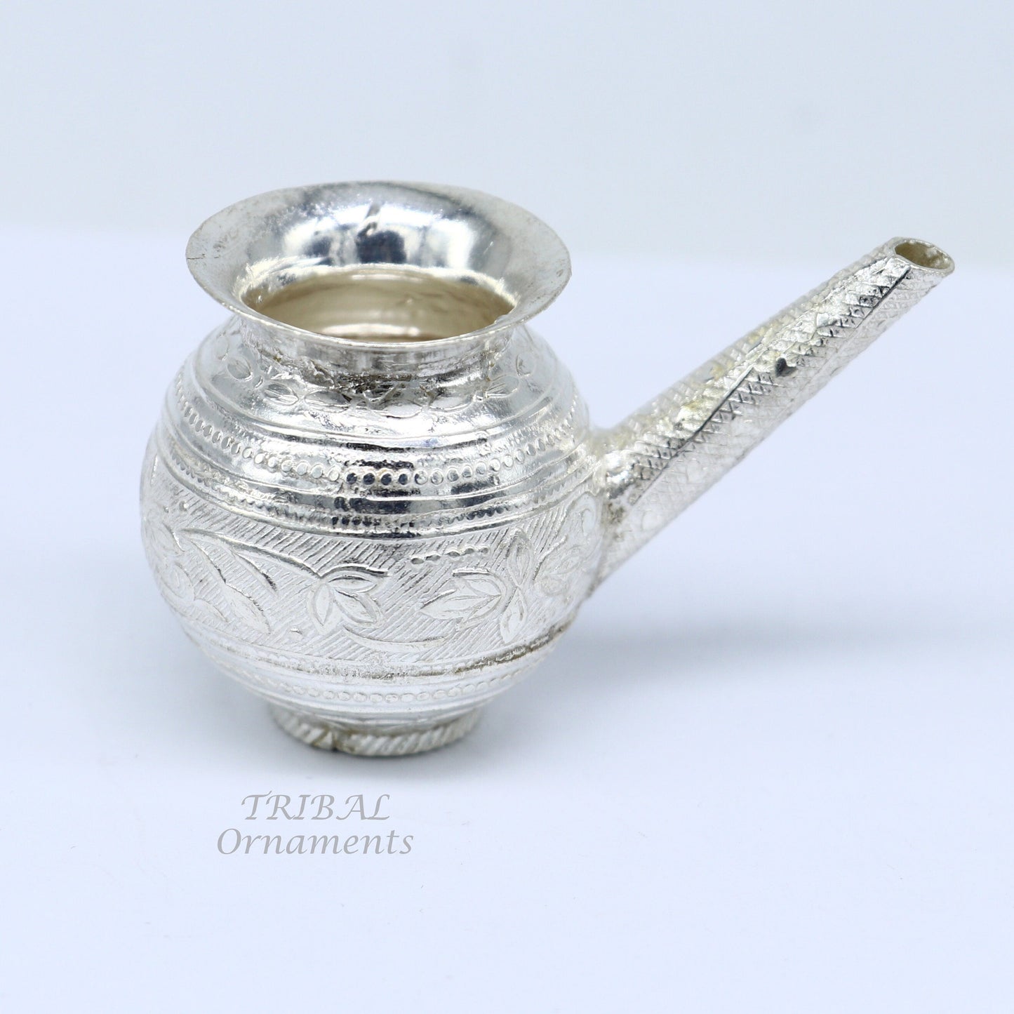 Sterling silver handmade plain small Kalash or pot, unique silver karwa choth puja article, shiva Abhishek kalash pot india su824 - TRIBAL ORNAMENTS