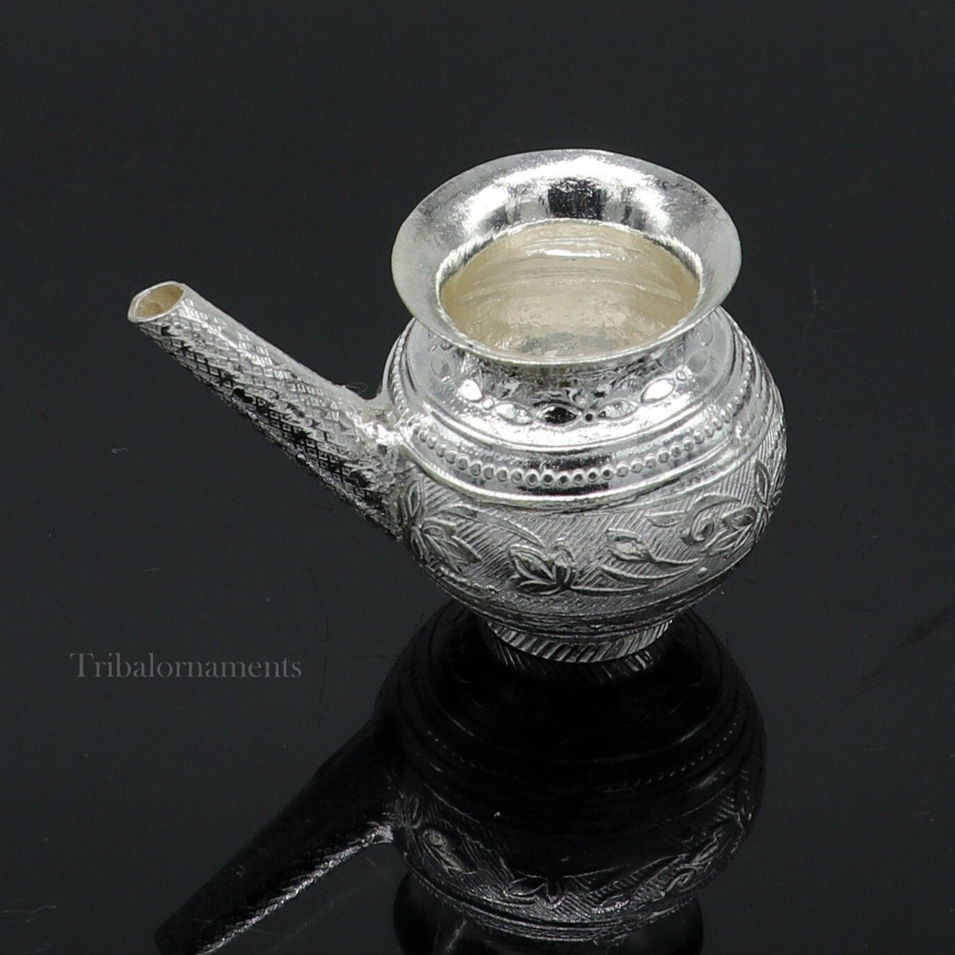 Solid sterling silver handmade plain small Kalash or pot, unique silver puja article, water or milk shiva Abhishek kalash pot india su536 - TRIBAL ORNAMENTS