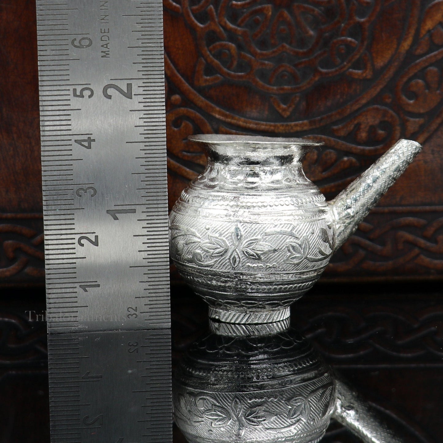 Solid sterling silver handmade plain small Kalash or pot, unique silver puja article, water or milk shiva Abhishek kalash pot india su536 - TRIBAL ORNAMENTS