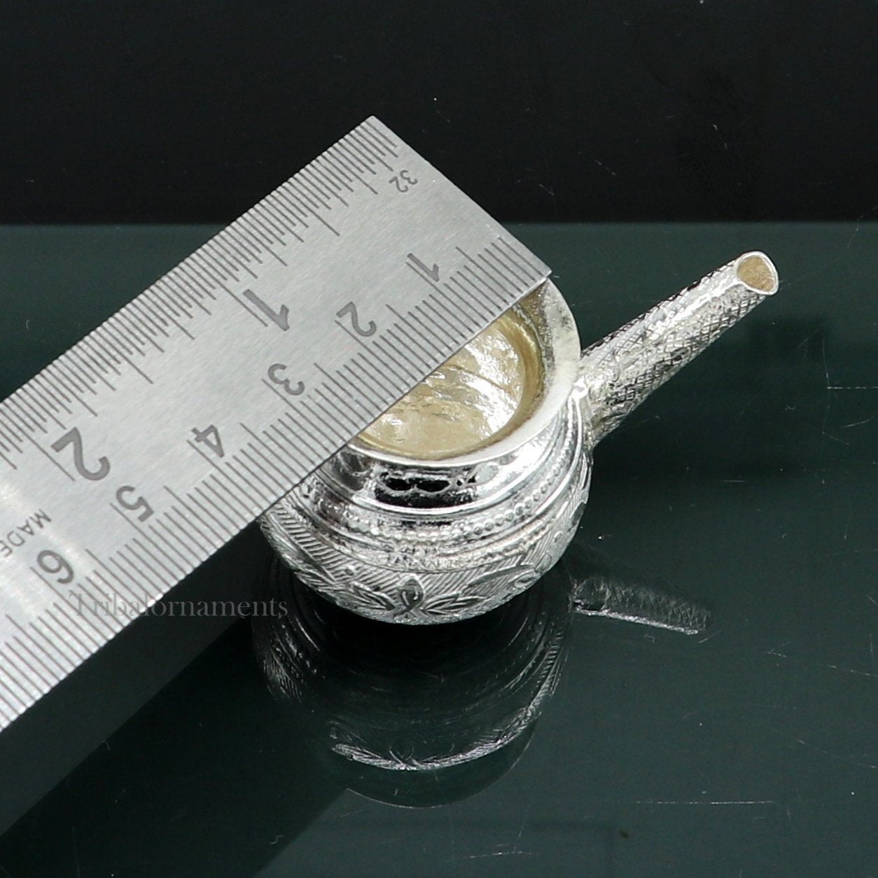 Solid sterling silver handmade plain small Kalash or pot, unique silver puja article, water or milk shiva Abhishek kalash pot india su536 - TRIBAL ORNAMENTS