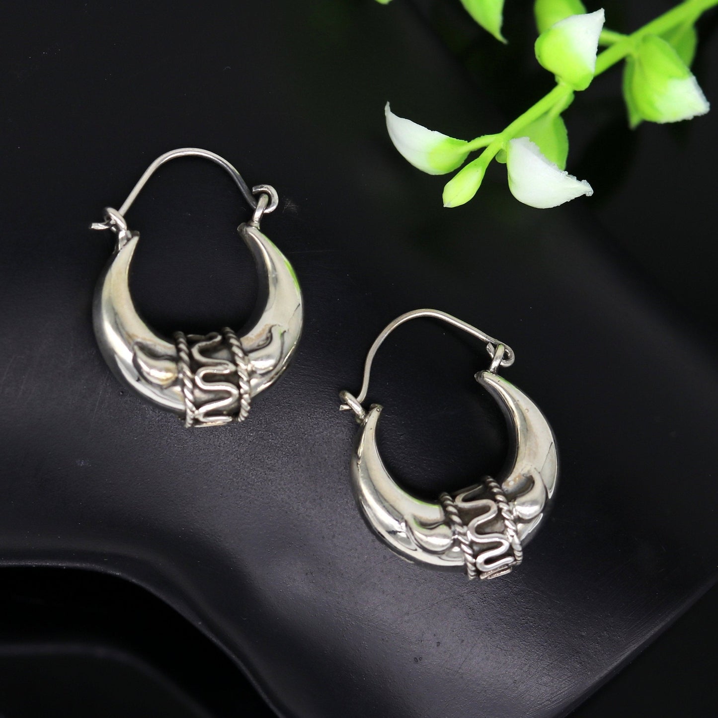 925 sterling silver handmade pretty attractive hoops stud earring bali, excellent customized stylish belly dance personalized gift ske4 - TRIBAL ORNAMENTS