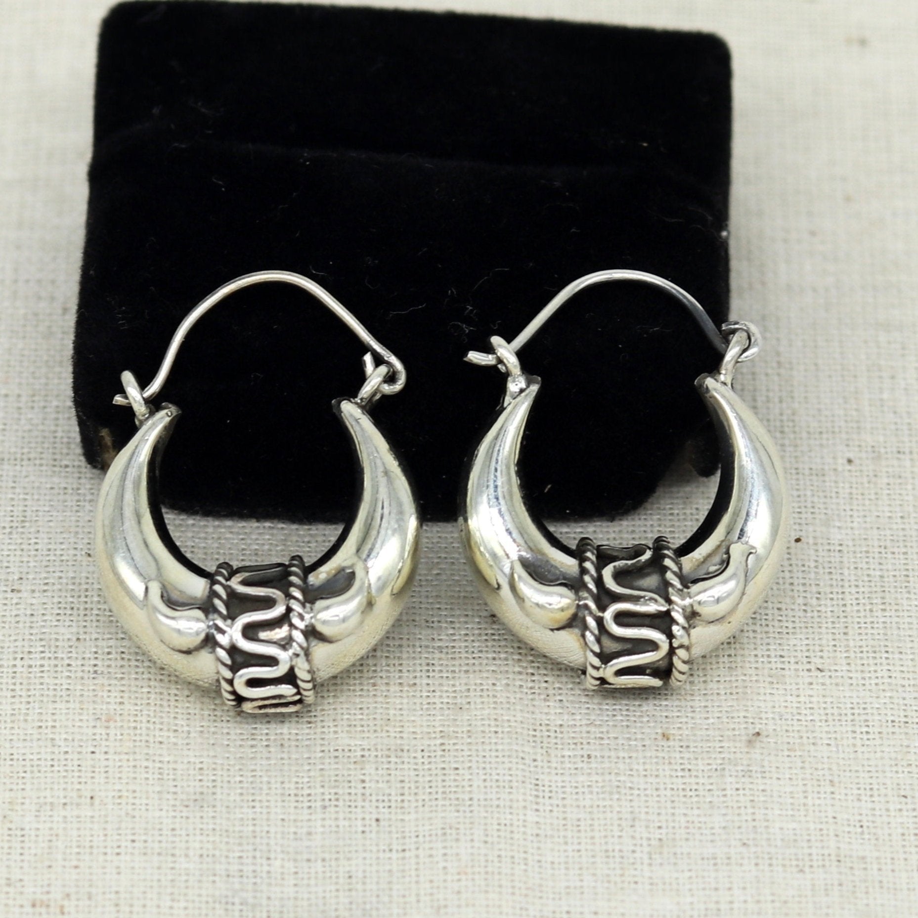 925 sterling silver handmade pretty attractive hoops stud earring bali, excellent customized stylish belly dance personalized gift ske4 - TRIBAL ORNAMENTS