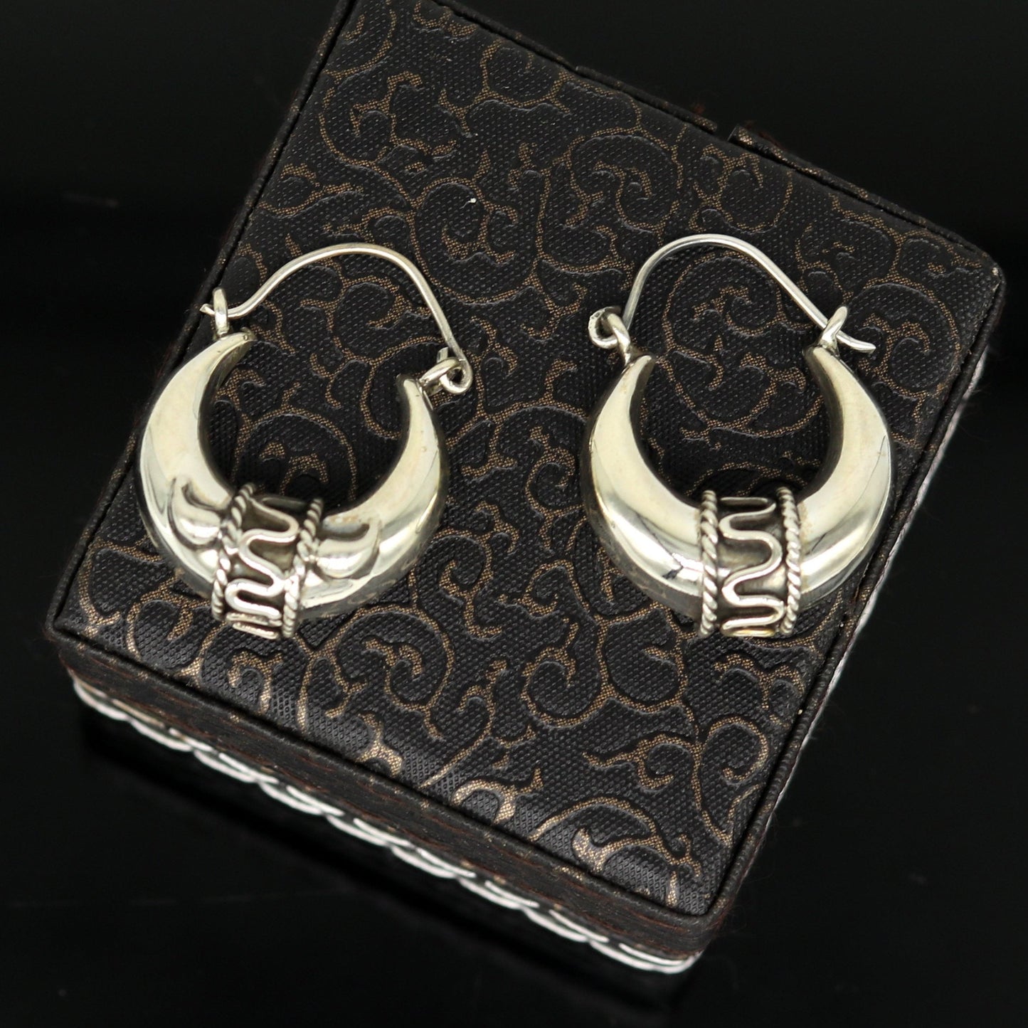 925 sterling silver handmade pretty attractive hoops stud earring bali, excellent customized stylish belly dance personalized gift ske4 - TRIBAL ORNAMENTS