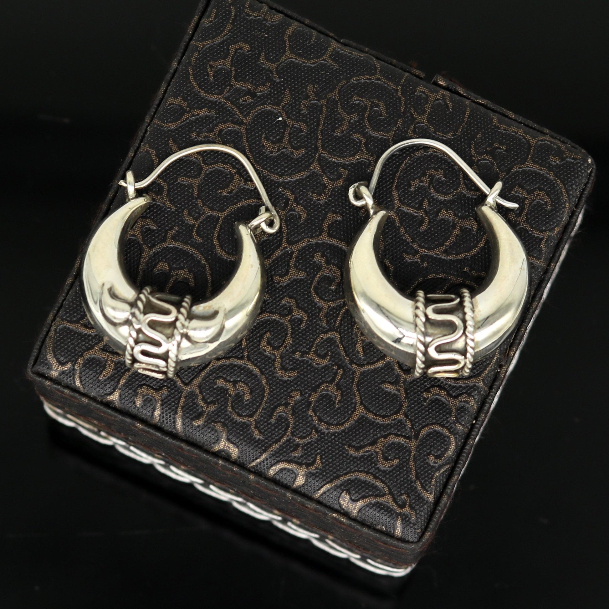 925 sterling silver handmade pretty attractive hoops stud earring bali, excellent customized stylish belly dance personalized gift ske4 - TRIBAL ORNAMENTS