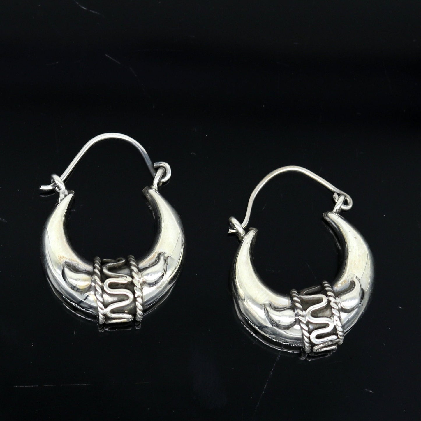 925 sterling silver handmade pretty attractive hoops stud earring bali, excellent customized stylish belly dance personalized gift ske4 - TRIBAL ORNAMENTS