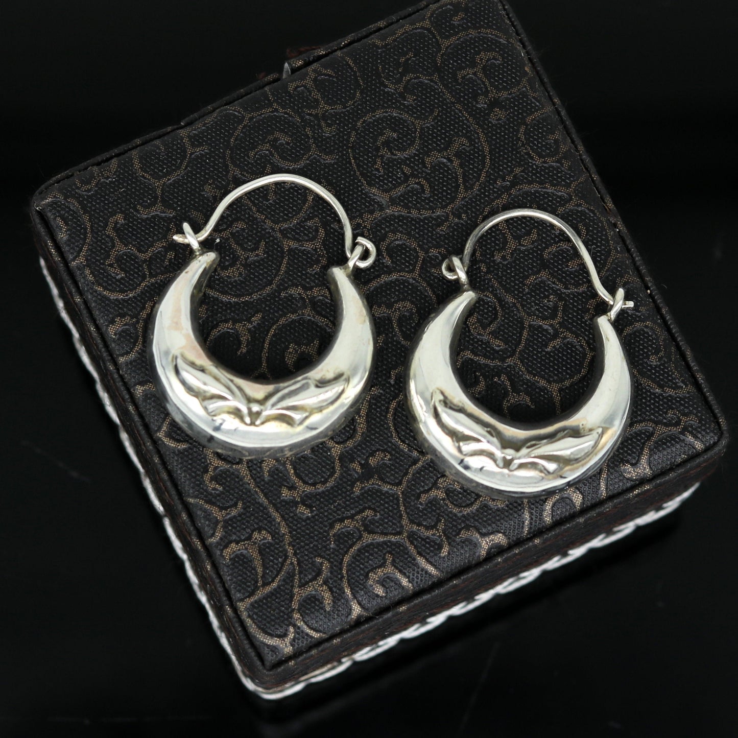 925 sterling silver handmade pretty attractive hoops stud earring bali, excellent customized stylish belly dance personalized gift ske7 - TRIBAL ORNAMENTS