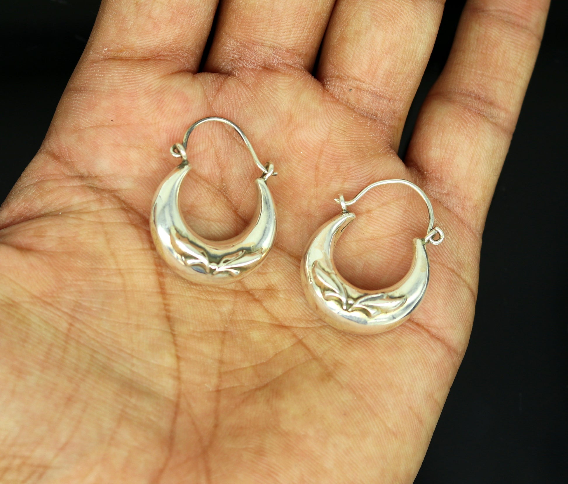 925 sterling silver handmade pretty attractive hoops stud earring bali, excellent customized stylish belly dance personalized gift ske7 - TRIBAL ORNAMENTS