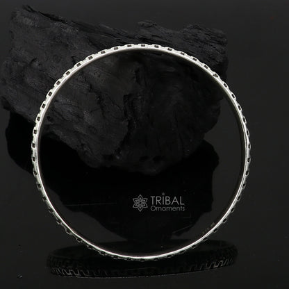 Sterling silver Punjabis shikha unisex Kada bracelet by Tribal Ornaments, featuring intricate handmade design and elegant style.