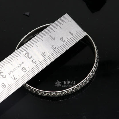 Sterling silver Punjabis Shikha unisex kada bracelet by Tribal Ornaments, featuring intricate handmade designer silver jewelry.