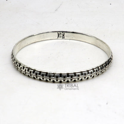 925 sterling silver Punjabis Shikha unisex Kada bracelet by Tribal Ornaments, featuring a handmade, designer, delicate silver bracelet.
