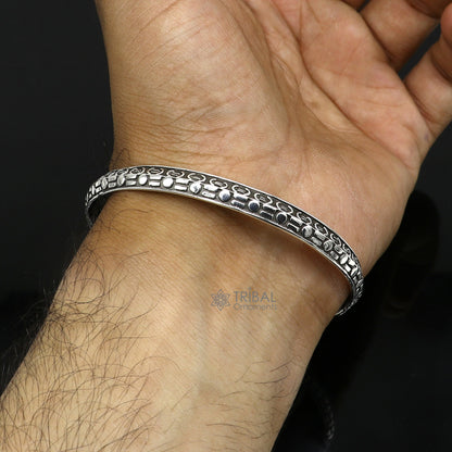 925 sterling silver Punjabis shikha kada bracelet by TRIBAL ORNAMENTS, handcrafted designer men's and women's silver bracelet.