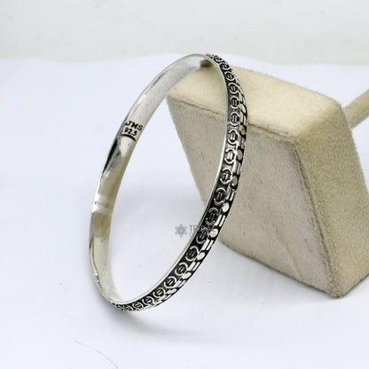 Sterling silver Punjabis shikha kada bracelet by Tribal Ornaments, handmade designer silver kada for men and women.