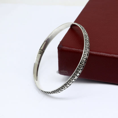 Sterling silver Punjabi shikha kada bracelet by Tribal Ornaments, handcrafted men's and women's designer silver bracelet.