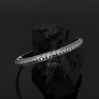 Sterling silver Punjabi shikha kada bracelet by Tribal Ornaments, handcrafted men's and women's designer silver kada jewelry.
