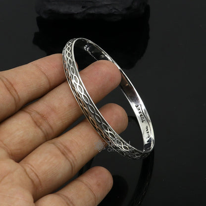 Sterling silver Punjabis shikha kada bracelet by TRIBAL ORNAMENTS, handmade designer men's and women's silver bracelet with intricate detailing.