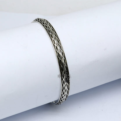 Sterling silver Punjabis shikha kada bracelet by TRIBAL ORNAMENTS, handmade designer men's and women's silver bracelet with intricate details.