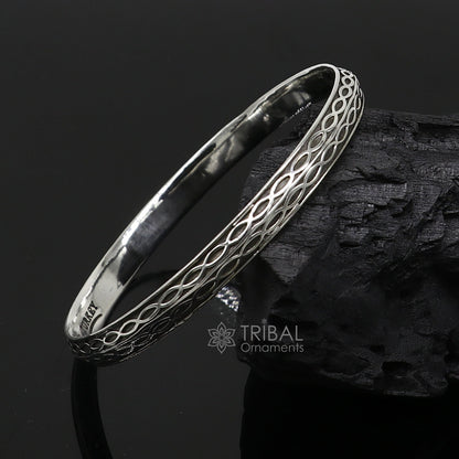 Sterling silver Punjabis shikha kada bracelet by TRIBAL ORNAMENTS, handmade designer men's and women's silver kada jewelry.