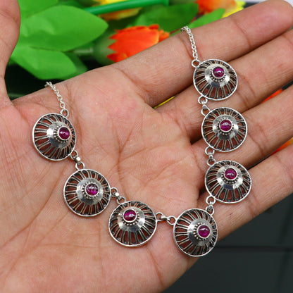 Sterling silver traditional stylish fit neck choker from Tribal Ornaments, featuring intricate handmade Rajasthan-inspired design.