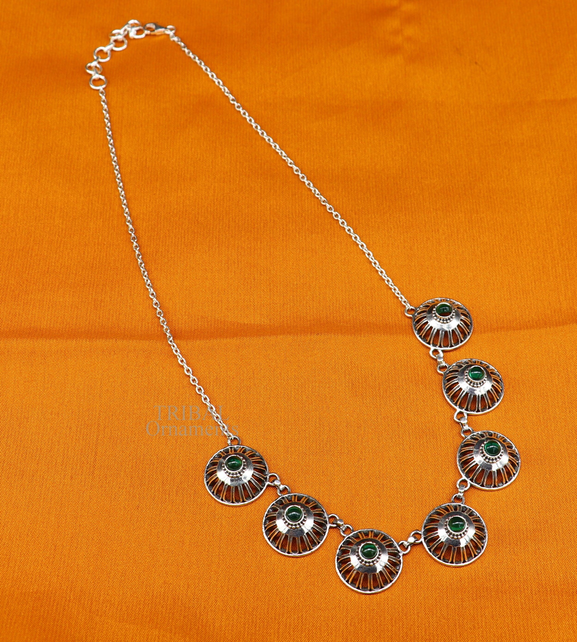 925 sterling silver handmade Rajasthani traditional stylish fit neck luxury necklace choker, best belly dance Guttapusalu necklace set335 - TRIBAL ORNAMENTS