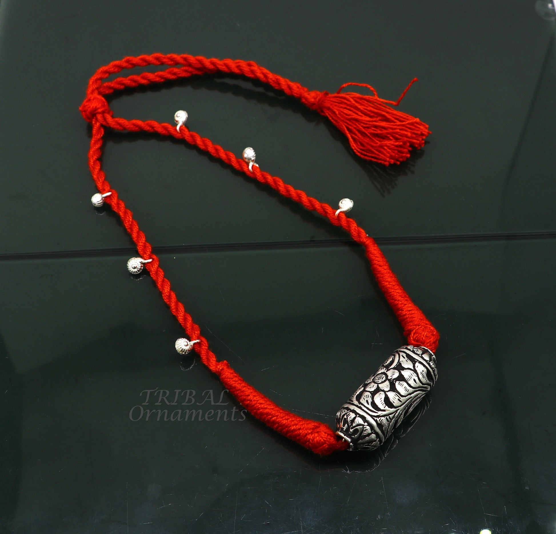 Sterling silver Rajasthani traditional necklace choker set with intricate designs, perfect for bridal or belly dance jewelry.
