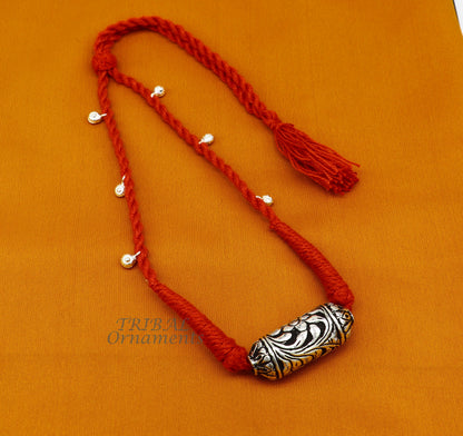 Sterling silver Rajasthani traditional choker necklace with intricate craftsmanship, ideal for bride or belly dance jewelry, by TRIBAL ORNAMENTS.