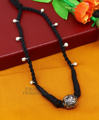 925 sterling silver Rajasthani traditional choker necklace by TRIBAL ORNAMENTS, featuring intricate design, ideal for brides and belly dance costumes.