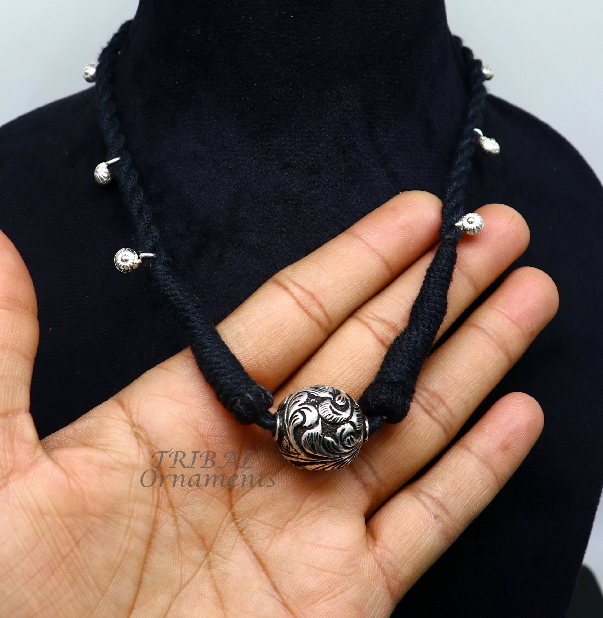 Sterling silver Rajasthani traditional stylish necklace choker with intricate design, ideal for belly dance or bridal gift set.