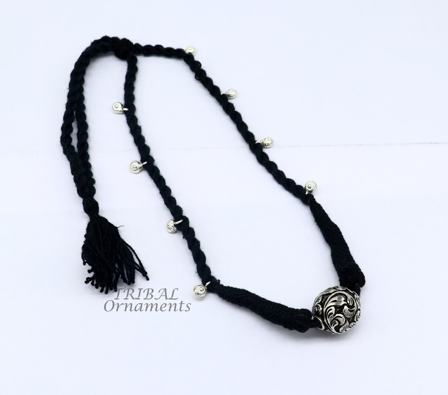 925 silver Rajasthani traditional choker necklace by TRIBAL ORNAMENTS, featuring intricate handcrafted belly dance Guttapusalu design.