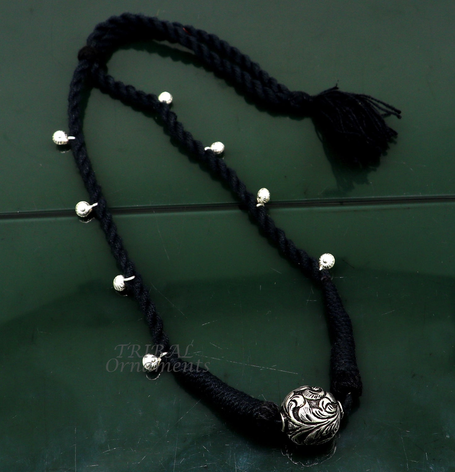 Sterling silver Rajasthani traditional choker necklace with intricate design, ideal for bridal or belly dance jewelry, by TRIBAL ORNAMENTS.