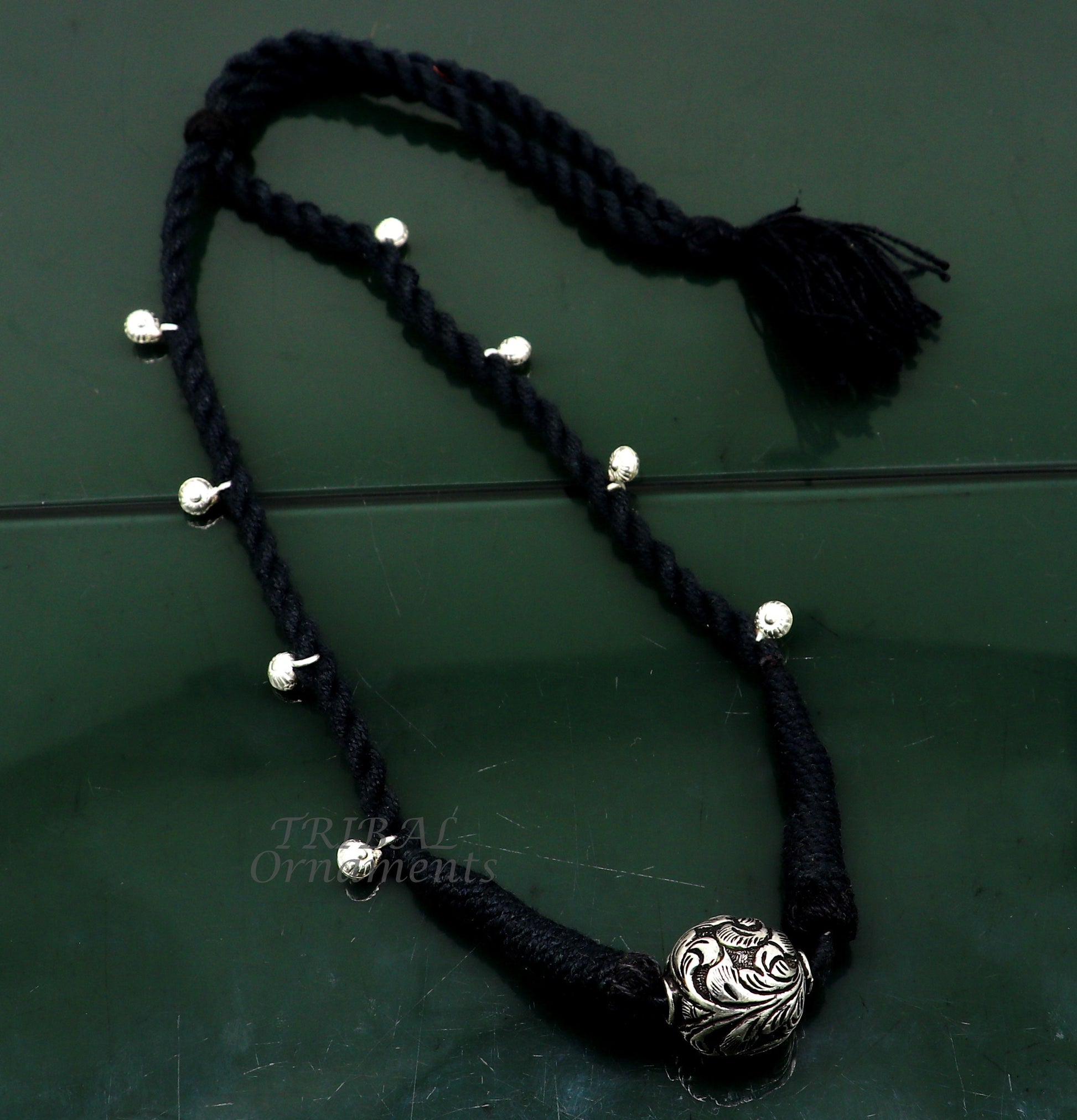 Sterling silver Rajasthani traditional choker necklace with intricate design, ideal for bridal or belly dance jewelry, by TRIBAL ORNAMENTS.