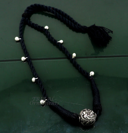 Sterling silver Rajasthani traditional choker necklace with intricate design, ideal for bridal or belly dance jewelry, by TRIBAL ORNAMENTS.