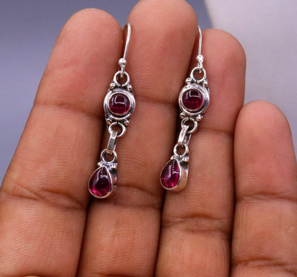 925 Sterling silver handmade red gemstone necklace with charm, perfect for parties, belly dance, or bridesmaid gift jewelry.