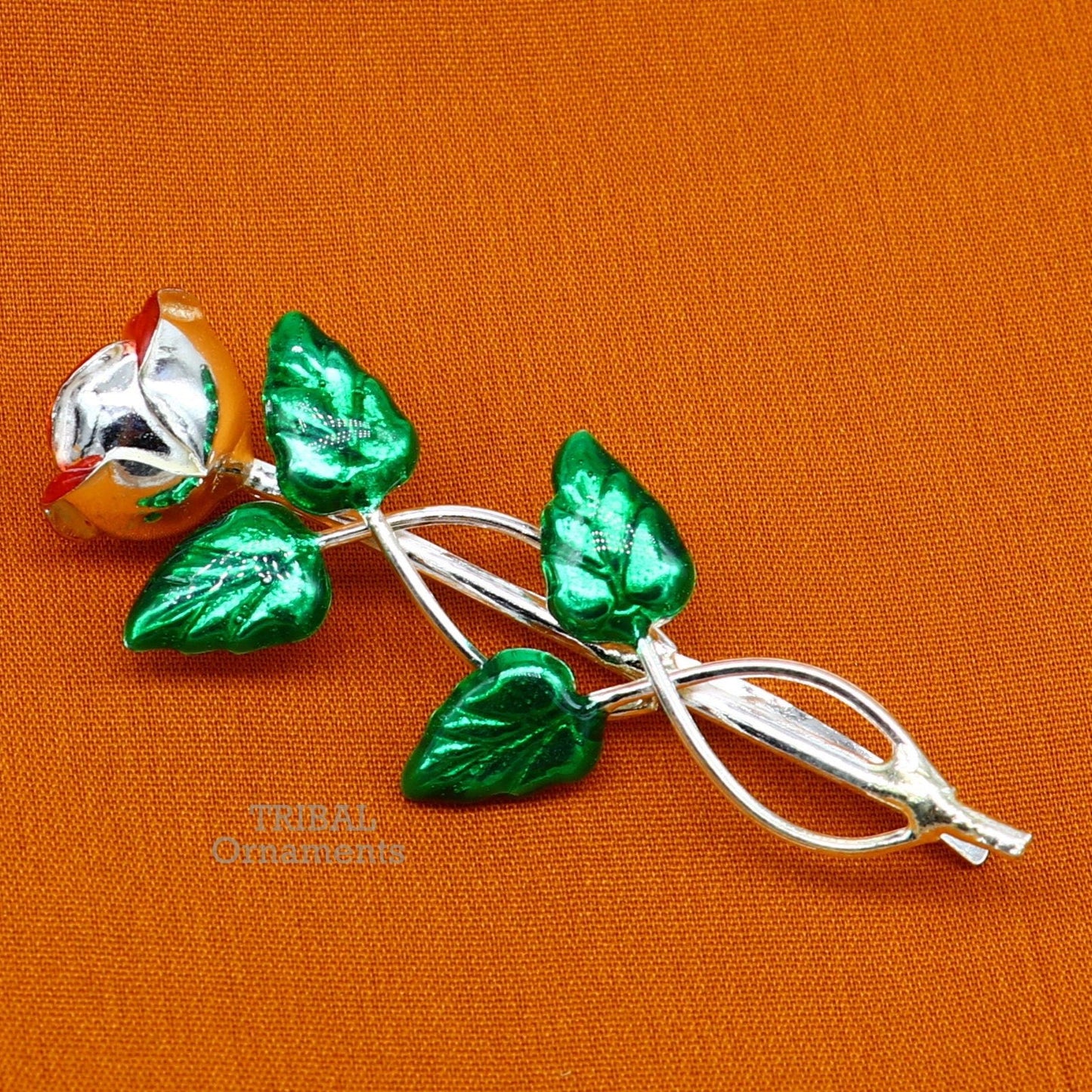 925 sterling silver handmade rose flower men's brooch for shirt or suit blazer, perfect for wedding or party jewelry.