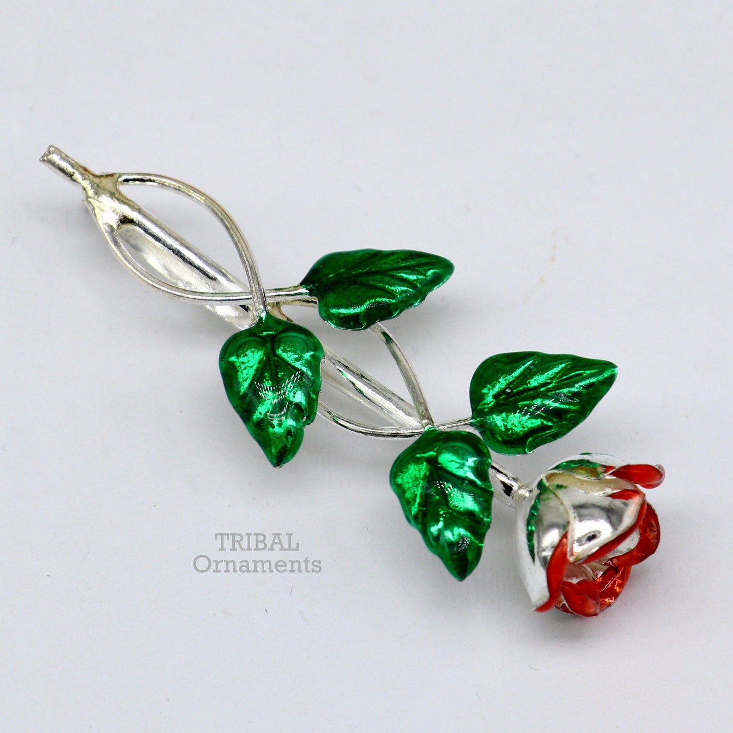 Sterling silver handmade rose flower men's brooch for shirt or blazer, ideal for wedding and party jewelry.