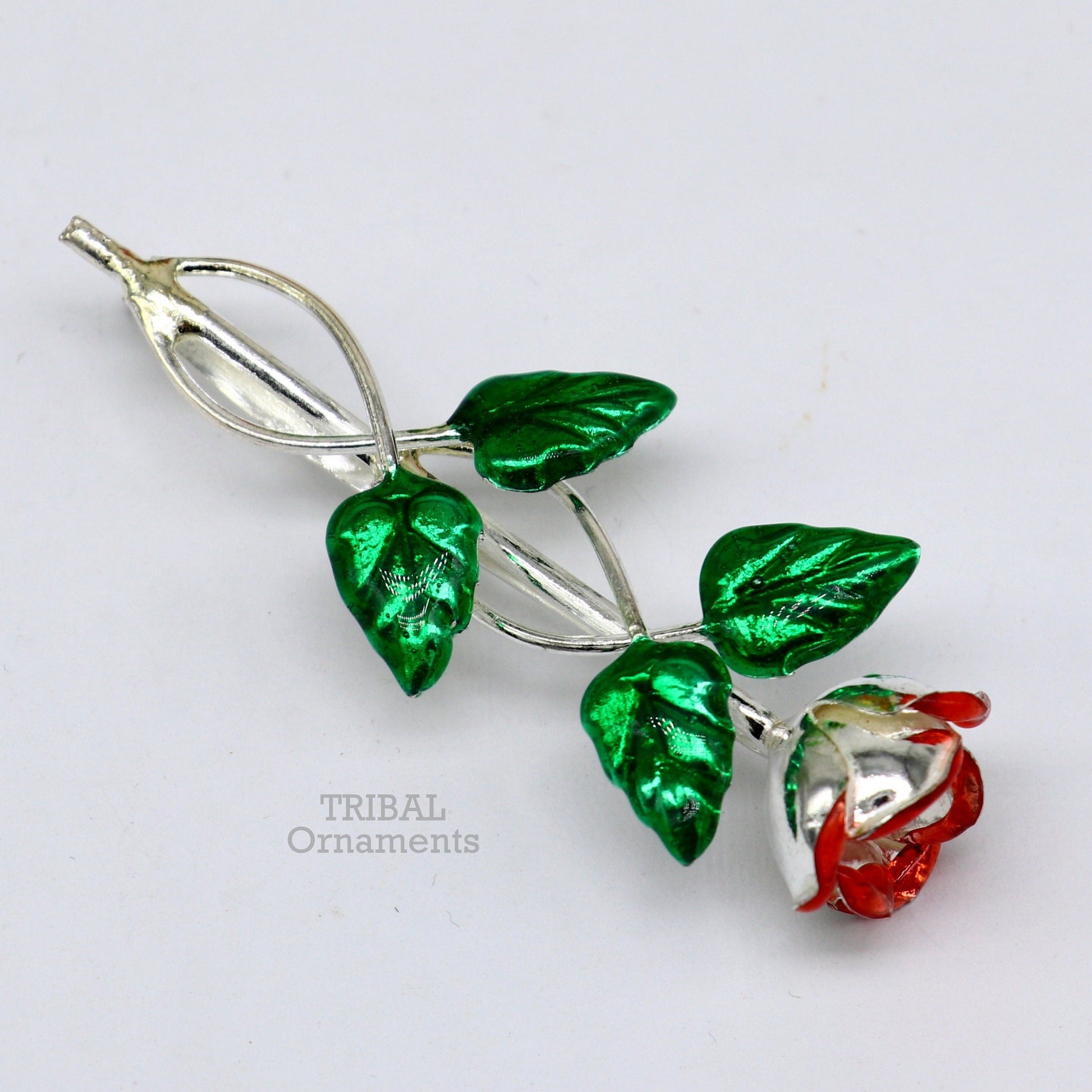 Sterling silver handmade rose flower men's brooch for shirt or blazer, ideal for wedding and party jewelry.