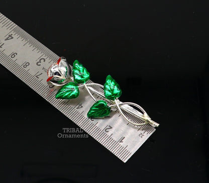 925 sterling silver handmade rose flower men's brooch for shirt or blazer, ideal for wedding or party jewelry by TRIBAL ORNAMENTS